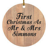 First Christmas As Mr & Mrs Simmons - Circle Ornament C