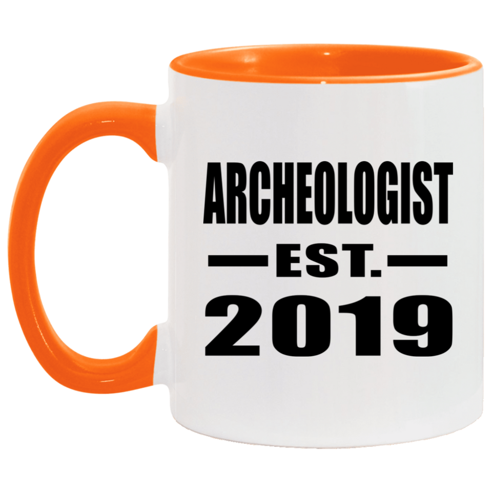Archeologist Established EST. 2019 - 11oz Accent Mug Orange