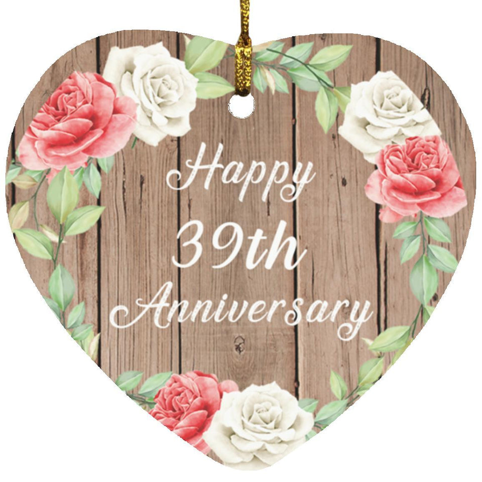 Happy 39th Anniversary - Heart Ornament B