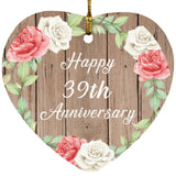 Happy 39th Anniversary - Heart Ornament B
