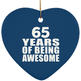 65th Birthday 65 Years Of Being Awesome - Heart Ornament