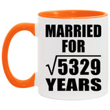 73rd Anniversary Married For Square Root of 5329 Years - 11oz Accent Mug Orange