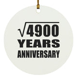 70th Anniversary Square Root of 4900 Years Anniversary - Circle Ornament
