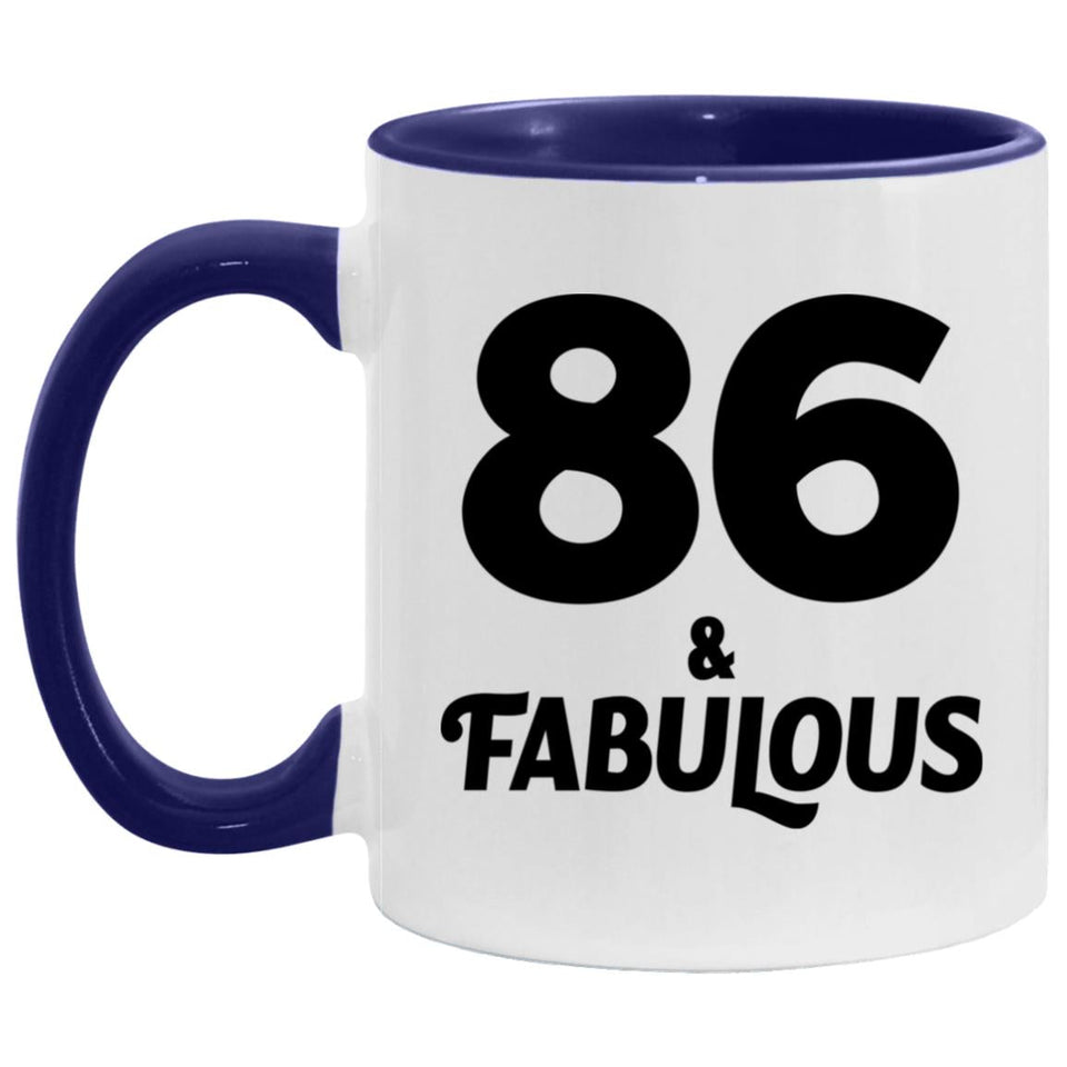 86th Birthday 86 & Fabulous - 11oz Accent Mug Purple