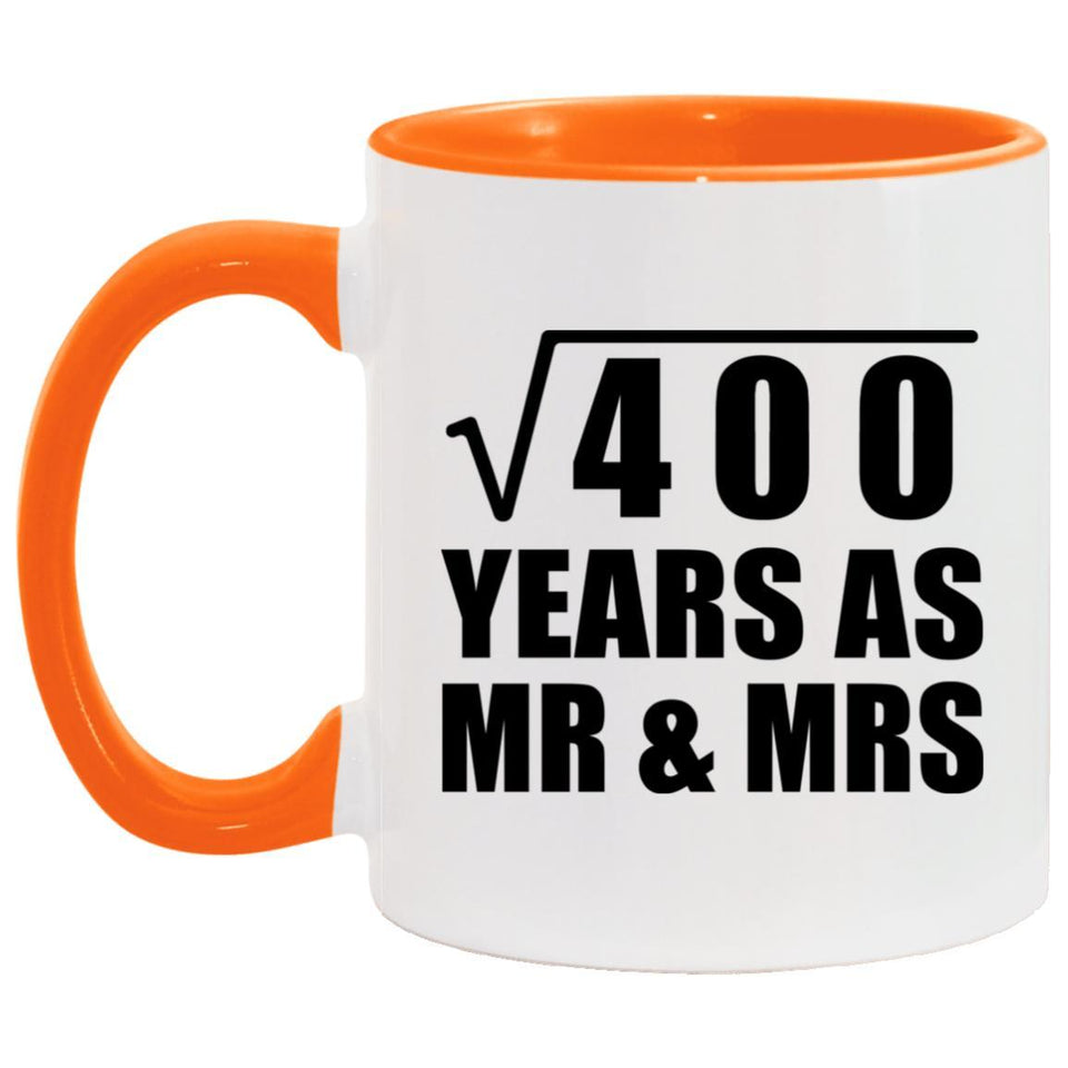 20th Anniversary Square Root of 400 Years As Mr & Mrs - 11oz Accent Mug Orange