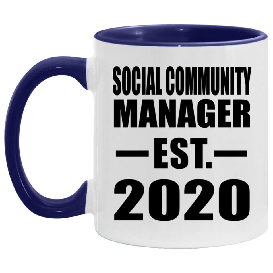 Social Community Manager Established EST. 2020 - 11oz Accent Mug Purple
