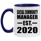 Social Community Manager Established EST. 2020 - 11oz Accent Mug Purple