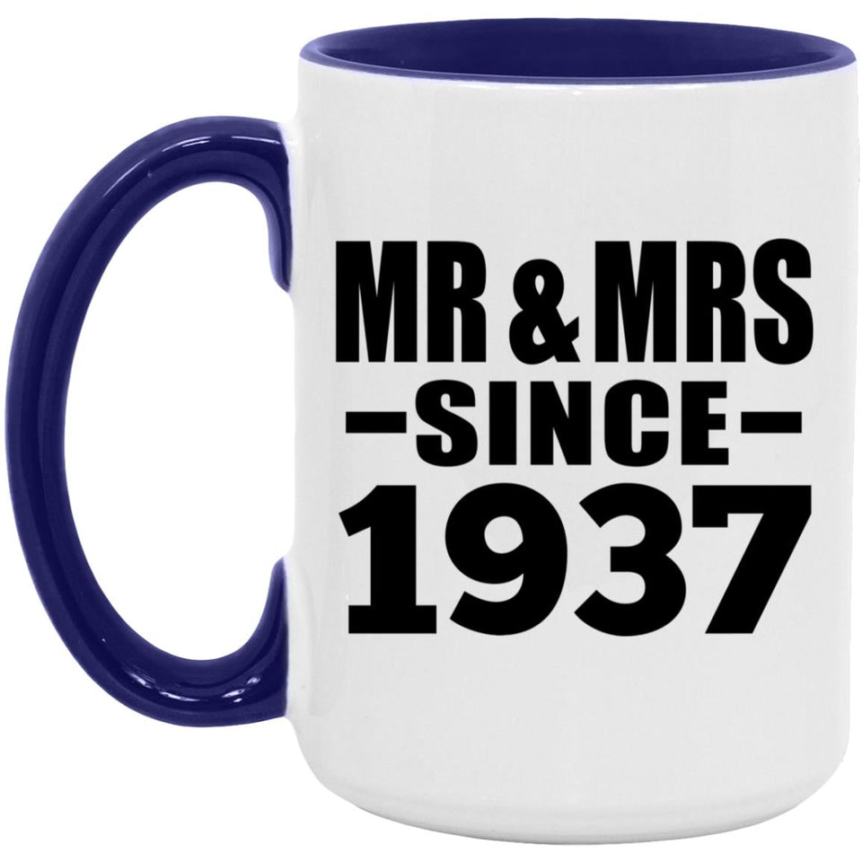 87th Anniversary Mr & Mrs Since 1937 - 15oz Accent Mug Purple