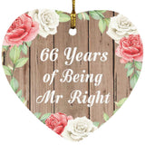 66th Anniversary 66 Years Of Being Mr Right - Heart Ornament B