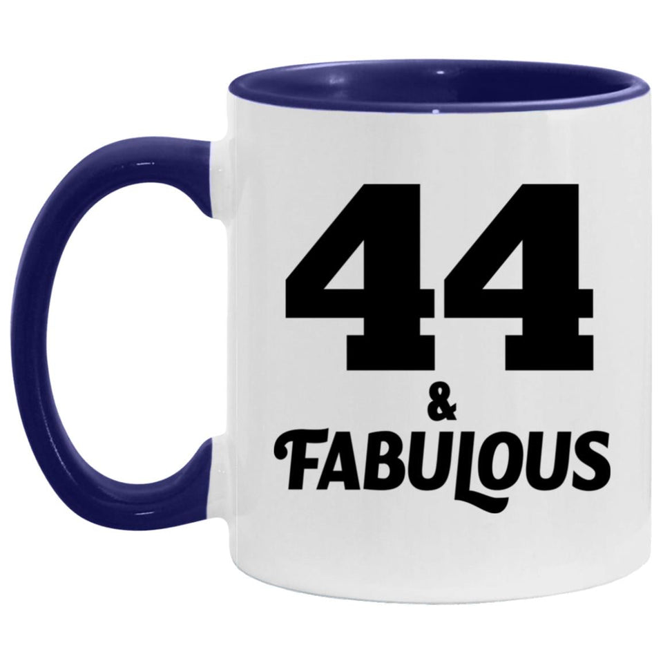 44th Birthday 44 & Fabulous - 11oz Accent Mug Purple