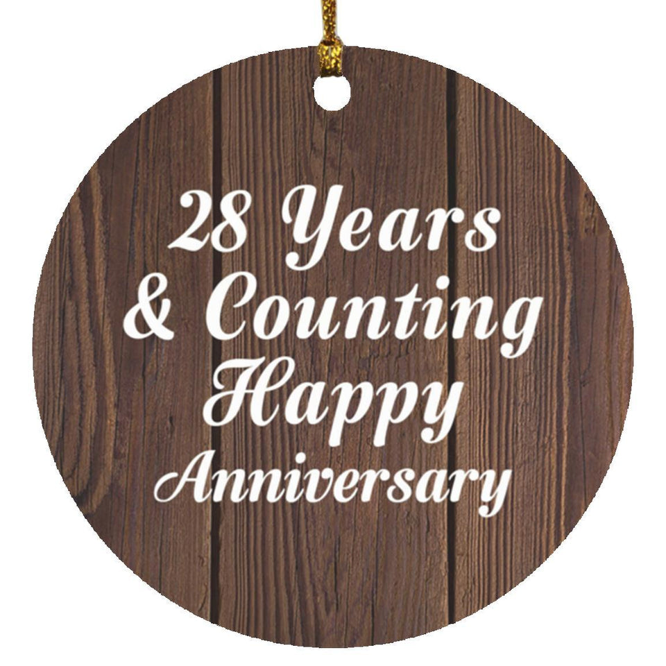 Happy 28th Anniversary 28 Years & Counting - Circle Ornament D