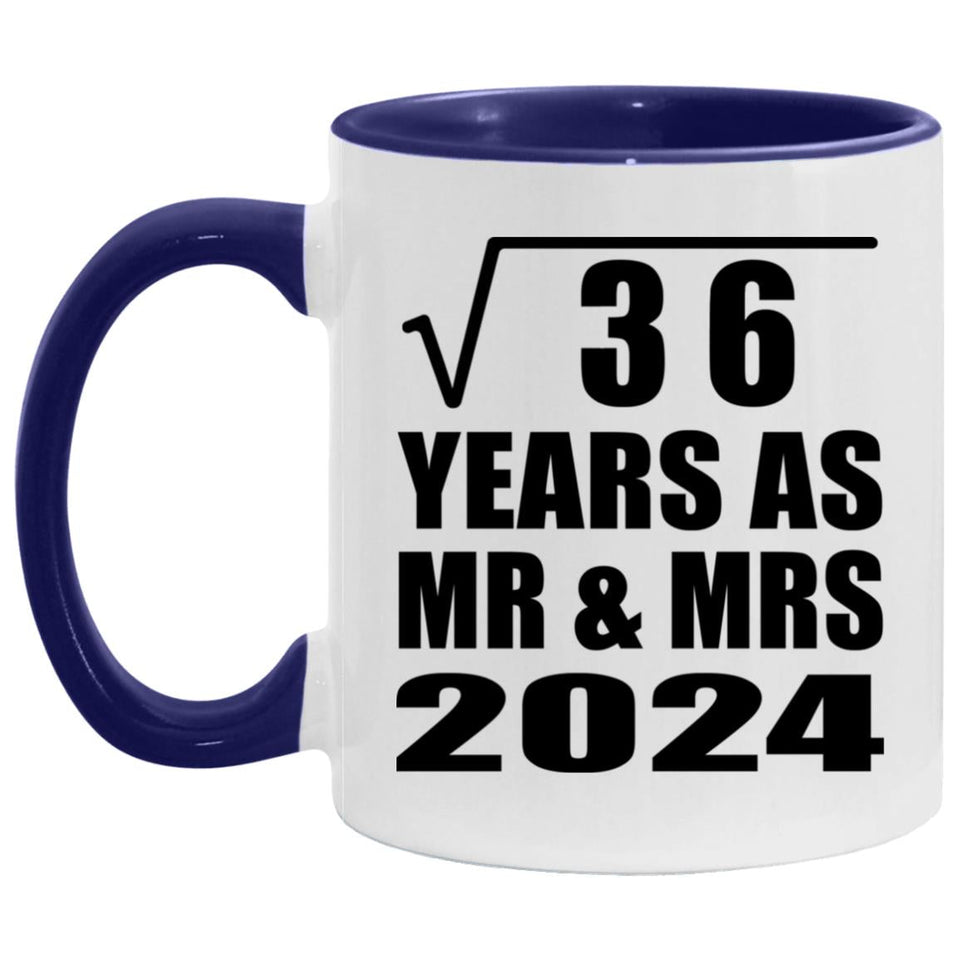 6th Anniversary Square Root of 36 Years As Mr & Mrs 2024 - 11oz Accent Mug Purple