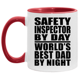 Safety Inspector By Day World's Best Dad By Night - 11oz Accent Mug Red