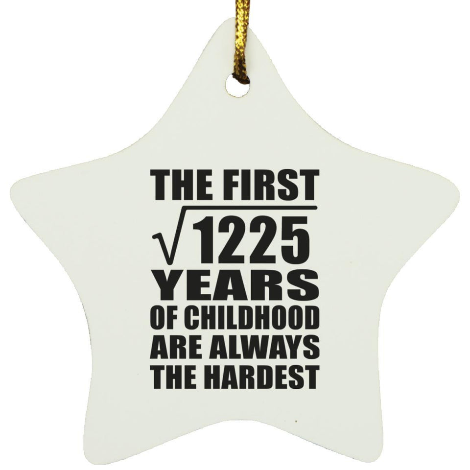 35th Birthday Square Root of 1225 Years of Childhood - Star Ornament