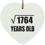 42nd Birthday Square Root of 1764 Years Old - Heart Ornament