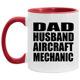 Dad Husband Aircraft Mechanic - 11oz Accent Mug Red