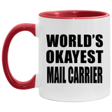 World's Okayest Mail Carrier - 11oz Accent Mug Red