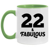 22nd Birthday 22 & Fabulous - 11oz Accent Mug Green