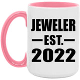 Jeweler Established EST. 2022 - 15oz Accent Mug Pink