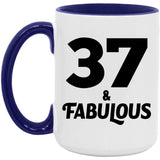 37th Birthday 37 & Fabulous - 15oz Accent Mug Purple