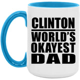 Clinton World's Okayest Dad - 15oz Accent Mug Blue
