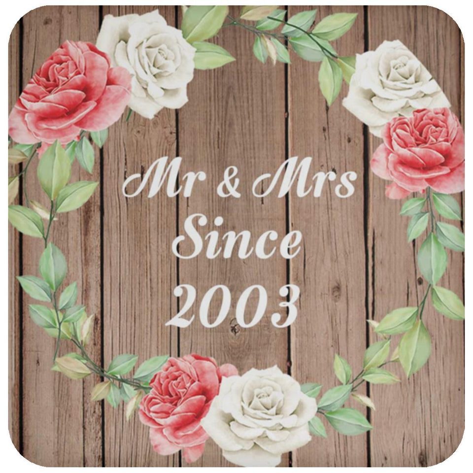 21st Anniversary Mr & Mrs Since 2003 - Drink Coaster B