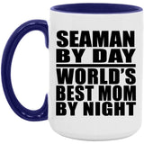 Seaman By Day World's Best Mom By Night - 15oz Accent Mug Purple
