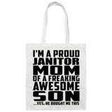 Proud Janitor Mom Of Awesome Son - Tote Bag White