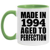 30th Birthday Made In 1994 Aged to Perfection - 11oz Accent Mug Green