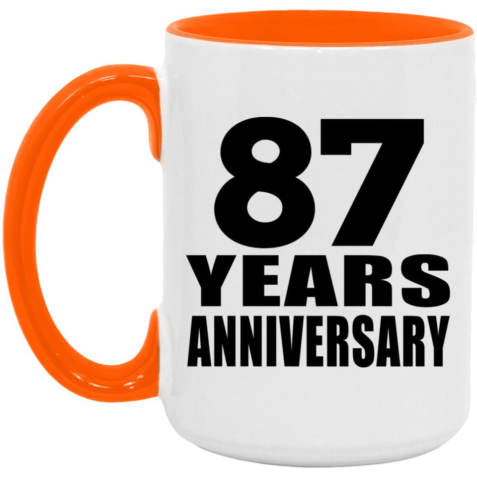 87th Anniversary 87 Years Anniversary - 15oz Accent Mug Orange