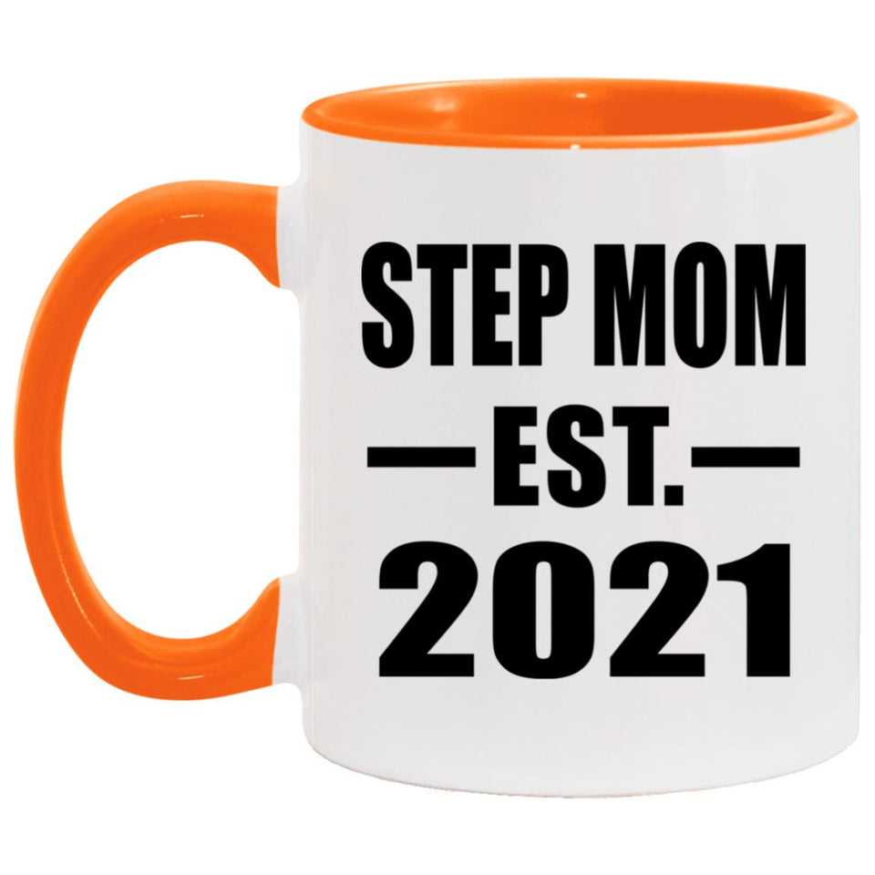 Step Mom Established EST. 2021 - 11oz Accent Mug Orange