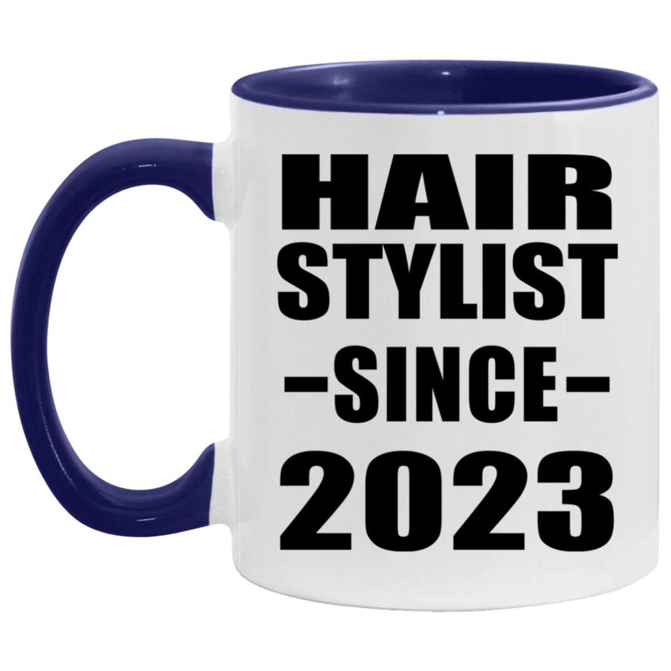 Hair Stylist Since 2023 - 11oz Accent Mug Purple