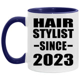 Hair Stylist Since 2023 - 11oz Accent Mug Purple