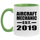 Aircraft Mechanic Established EST. 2019 - 11oz Accent Mug Green
