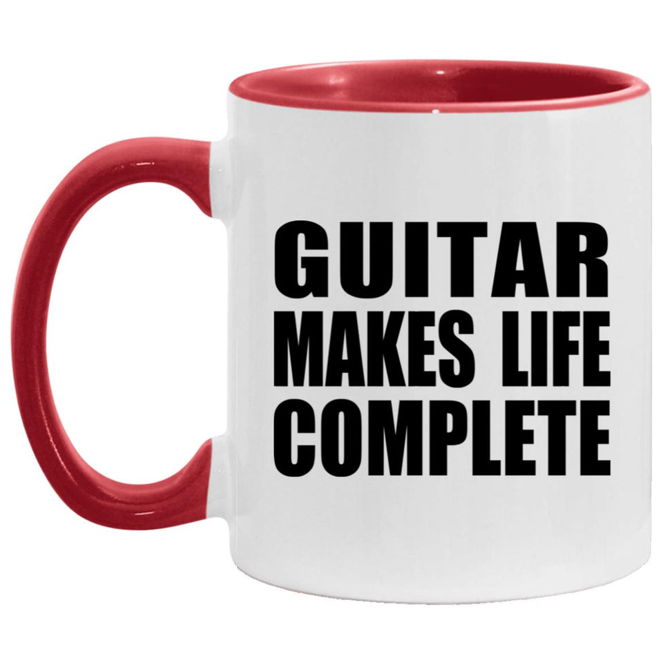 Guitar Makes Life Complete - 11oz Accent Mug Red