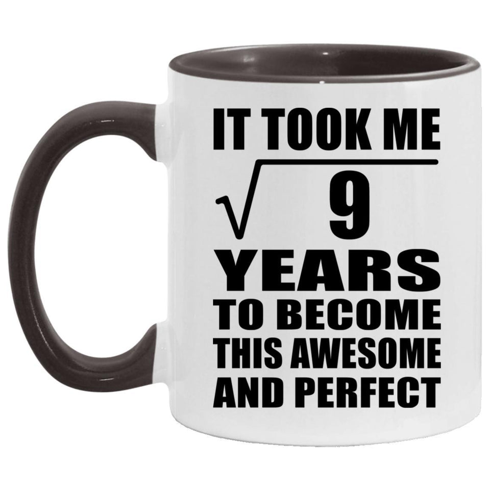 3rd Birthday Took Square Root of 9 Years To Awesome - 11oz Accent Mug Black