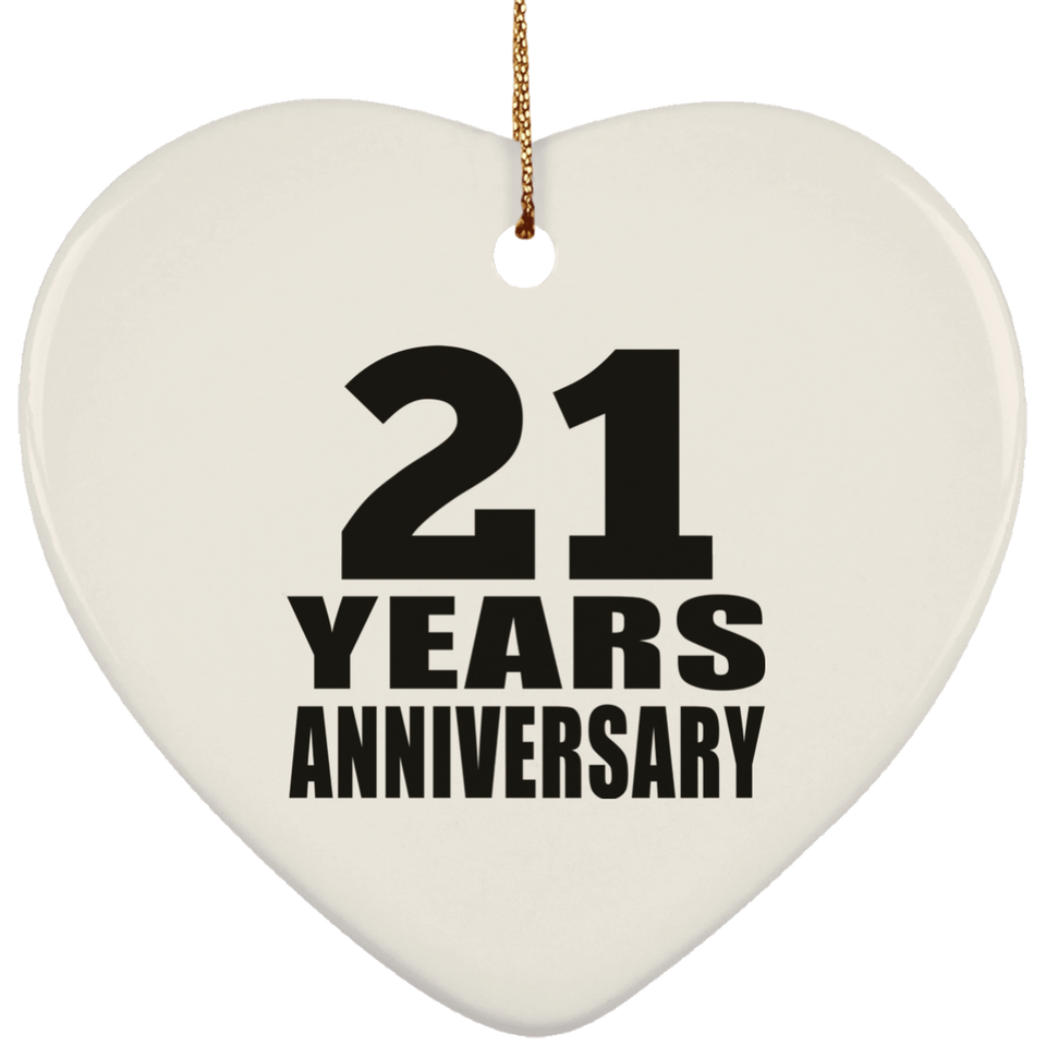 21st Anniversary 21 Years - Heart Ornament
