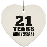 21st Anniversary 21 Years - Heart Ornament