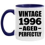 28th Birthday Vintage 1996 Aged Perfectly - 11oz Accent Mug Purple