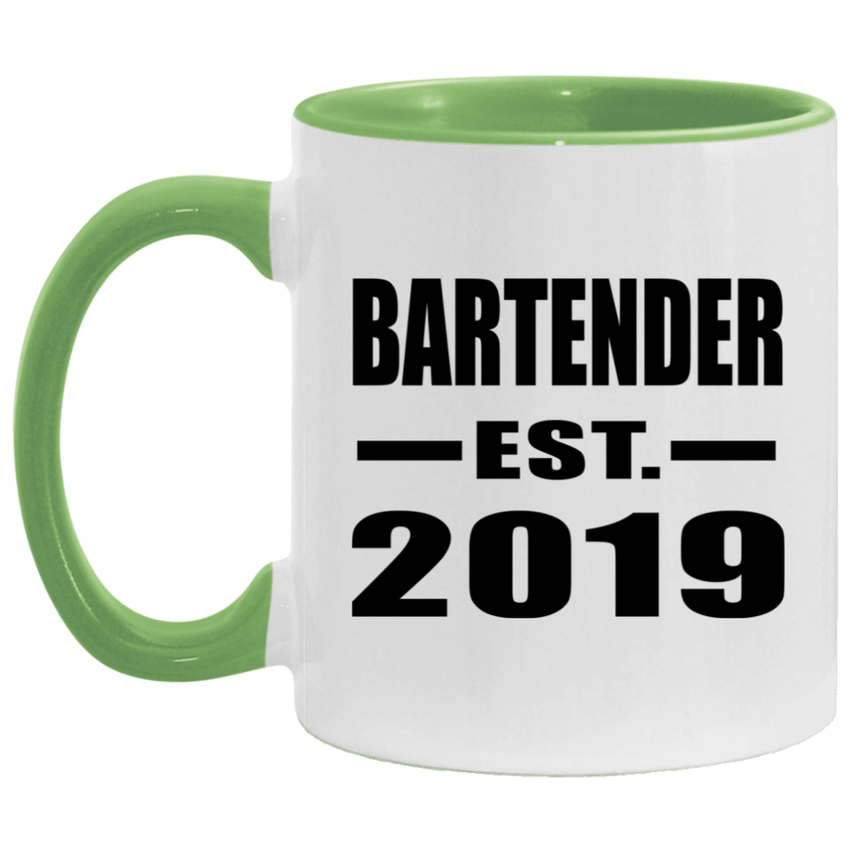 Bartender Established EST. 2019 - 11oz Accent Mug Green
