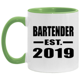Bartender Established EST. 2019 - 11oz Accent Mug Green