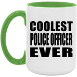 Coolest Police Officer Ever - 15oz Accent Mug Green