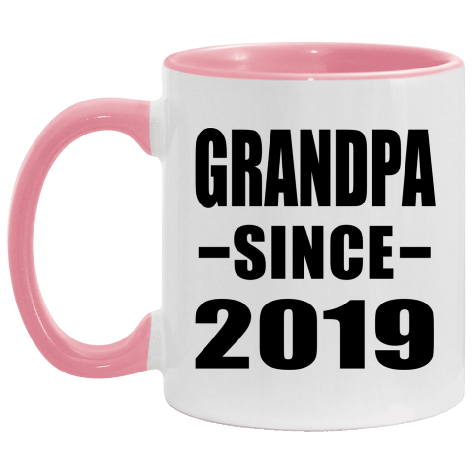 Grandpa Since 2019 - 11oz Accent Mug Pink