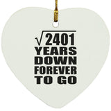49th Anniversary Square Root of 2401 Years Down Forever To Go - Heart Ornament