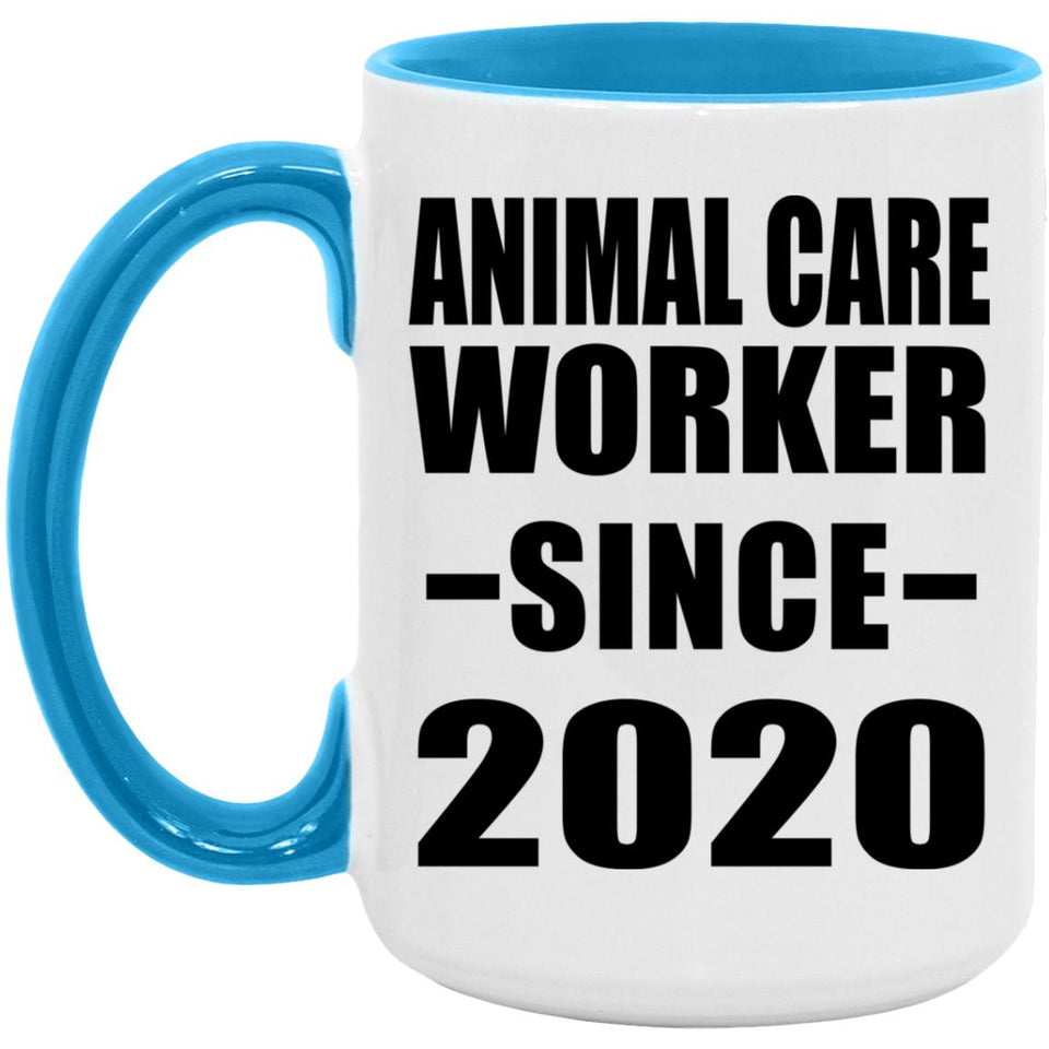 Animal Care Worker Since 2020 - 15oz Accent Mug Blue
