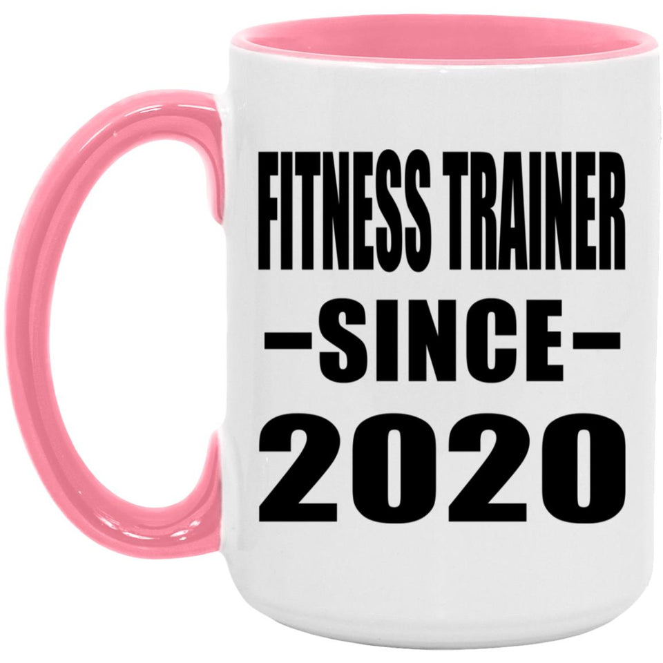 Fitness Trainer Since 2020 - 15oz Accent Mug Pink