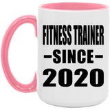 Fitness Trainer Since 2020 - 15oz Accent Mug Pink