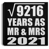 96th Anniversary Square Root of 9216 Years As Mr & Mrs 2021 - Canvas Square