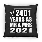 49th Anniversary Square Root of 2401 Years As Mr & Mrs 2021 - Throw Pillow Black