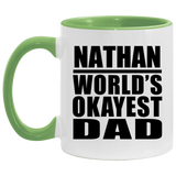Nathan World's Okayest Dad - 11oz Accent Mug Green